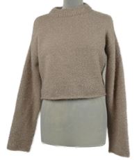 Dámský světlerůžový třpytivý crop svetr H&M