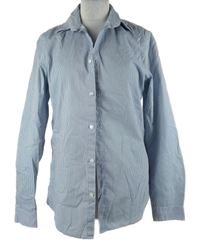 Pánská světlemodro-bílá proužkovaná slim fit košile H&M