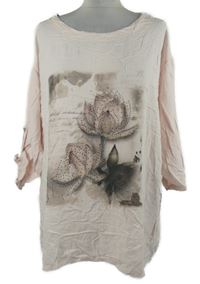 Dámská světlerůžová tunika s potiskem a kamínky 