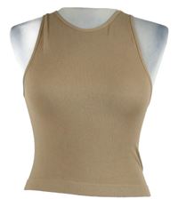 Dámský béžový žebrovaný elastický crop top Primark 