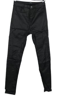 Dámské černé potažené skinny kalhoty Quiz 