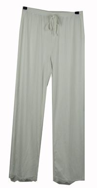 Dámské bílé žebrované volné pyžamové kalhoty s krajkou 