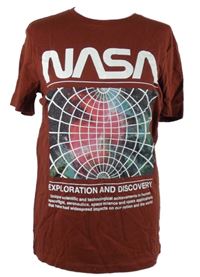 Pánské karmínové tričko s potiskem NASA TU 