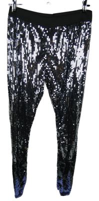 Dámské černo-stříbrné flitrové legíny H&M