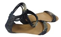 Dámské černo-stříbrné vzorované sandály vel. 40