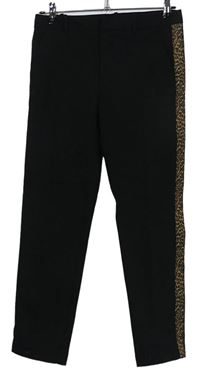 Dámské černé kotníkové kalhoty se vzorovanými pruhy Zara 