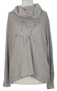 Dámský béžový svetr s hvězdičkami a komínovým límcem Betty Barclay 
