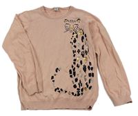 Světlerůžový svetr s leopardem Tu