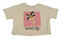 Béžovo-růžová oversize mikina s palmou Next