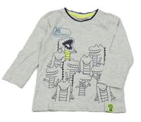 Světlešedé melírované triko s krokodýly kids