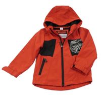 Červeno-černá softshellová bunda s potiskem a kapucí Dopodopo