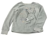 Světlešedá chlupatá mikina s oslíkem C&A