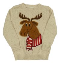 Béžový melírovaný svetr se sobem H&M