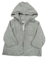 Světlešedý propínací svetr s kapucí Little me