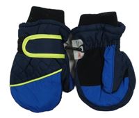 Černo-modré šusťákové zimní funkční rukavice Matalan vel.98-116