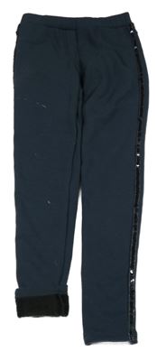 Tmavomodré zateplené legíny s flitry Yigga