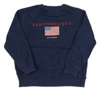 Tmavomodrá mikina s nápisem a vlajkou Zara