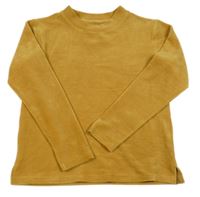 Okrová sametová žebrovaná mikina