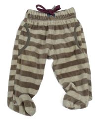 Hnědo-béžové pruhované sametové polodupky