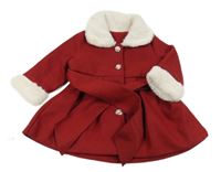 Červený flaušový kabátek s kožíškem