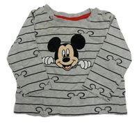 Světlešedé pruhované triko s Mickey Mousem Disney