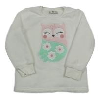 Bílá chlupatá mikina se sovičkou C&A