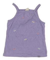 Fialový žebrovaný top s brýlemi 