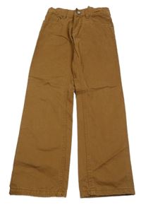 Hnědé plátěné kalhoty Pocopiano