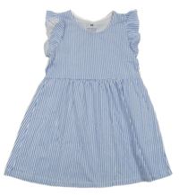 Modro-bílé pruhované bavlněné šaty H&M