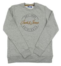 Šedá melírovaná mikina s nápisem Jack & Jones