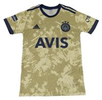 Khaki-bílo-tmavomodré sportovní tričko Adidas