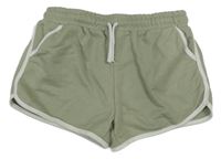 Khaki-bílé teplákové kraťasy Primark