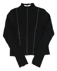 Černé žebrované triko H&M
