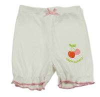 Bílé kraťasy s růžovou mašlí s třešněmi Shein