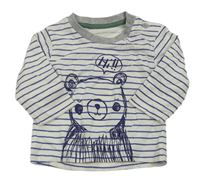 Bílo-modré pruhované triko s medvědem 