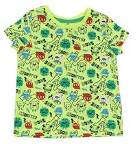Neonově zelené tričko s příšerkami 