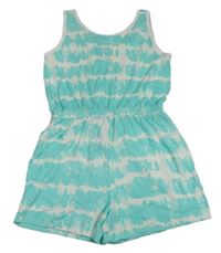 Světlemodro-bílý batikovaný kraťasový overal Primark