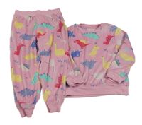 Světlerůžové plyšové pyžamo s dinosaury zn. F&F