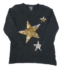 Černé triko s překlápěcími flitry Tchibo