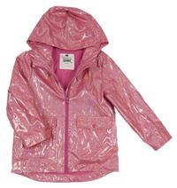 Tmavorůžová třpytivá nepromokavá jarní bunda s kapucí F&F