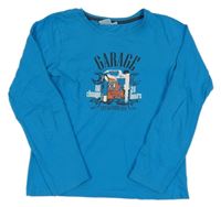 Modré pyžamové triko s potiskem Alive