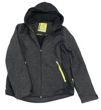 Černá melírovaná softshellovo/šusťáková podšitá bunda s kapucí C&A