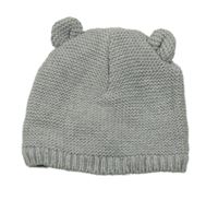 Šedá pletená čepice s oušky C&A