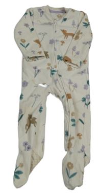 Smetanový květovaný fleecový overal se zvířaty George