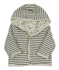 Bílo-tmavošedá pruhovaná propínací mikina s kapucí Topolino