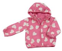 Růžová softshellová bunda se srdíčky a kapucí Ergee