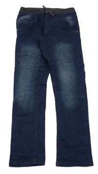 Tmavomodré skinny rifle s úpletovým pasem Y.F.K.