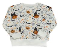 Bílá mikina s dýněmi a duchy 