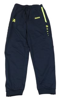 Tmavomodré sportovní tepláky s neonovým pruhem Jako