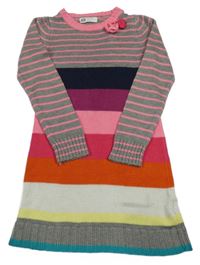 Barevné pruhované svetrové šaty s 3D květy H&M